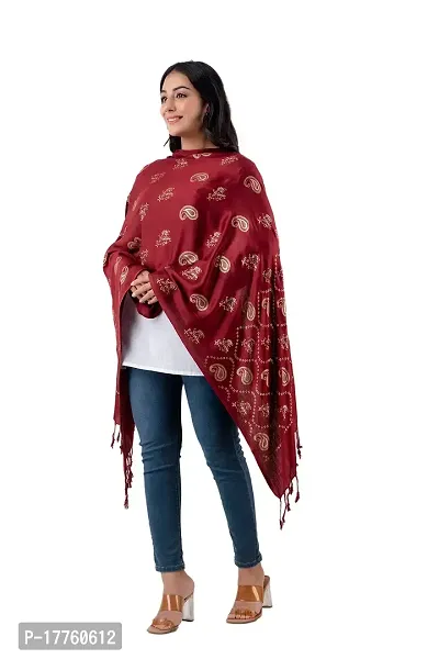 CLOTH KING Womens Viscose Stole Paisley Print Stole Lightweight Stole Fancy Stole Floral Print Stole(Pack Of 1). (Free Size, Maroon)-thumb3