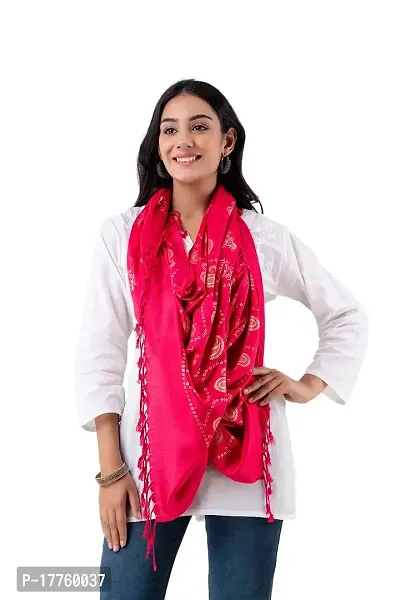 CLOTH KING Womens Viscose Stole Paisley Print Stole Lightweight Stole Fancy Stole Floral Print Stole(Pack Of 1). (Free Size, Magenta Pink)-thumb3