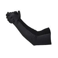 CLOTH KING Presents Mens And Womens Hand Protection Long Gloves Sun Protection Gloves Hand Long Gloves Cotton Arm Sleeves Summer Gloves For Driving Or Sports (Pack Of 2). (Free-Size, Black)-thumb1