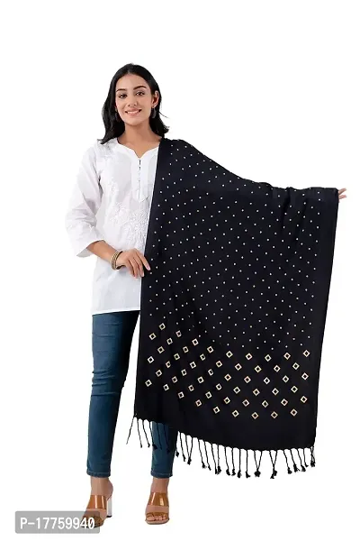 CLOTH KING Presents Girls Womens Viscose Stole Self Design Stole Fancy Stole Womens Shawl Lightweight Stoles For Any Season(Pack Of 1). (Free Size, Black)