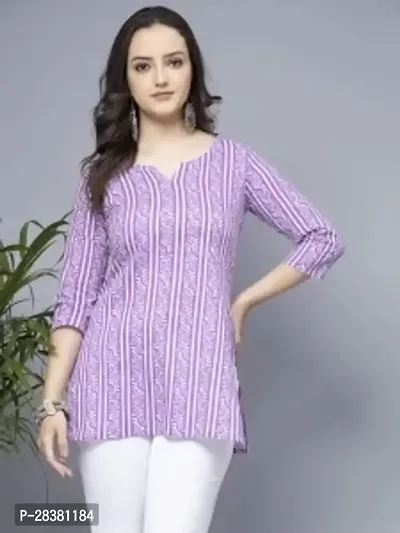 Stylish Purple Cotton Stitched Kurta For Women-thumb0
