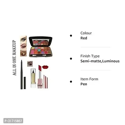 All In One Makeup Kit (1pc Lipsticks,1 Eye Shadow,1 Eyeliner, 1 Kajal,) Set Of 4 Pcs (red)-thumb4