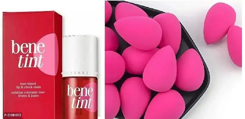 1 puff beauty blender frer with 1 bene tint lip gloss lip and chick tint lip stain rose lip-thumb0