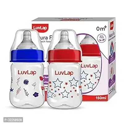 Neck Baby Feeding Bottle, PP, BPA Free, 0m+, Pack of 2 (Stars, Red Blue Floral)-thumb0