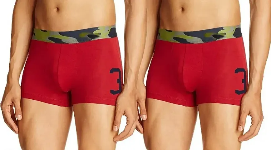 Stylish Blend Solid Trunks For Men Pack Of 2