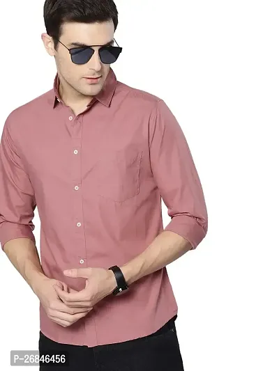 Reliable Pink Cotton Long Sleeves Casual Shirt For Men-thumb0