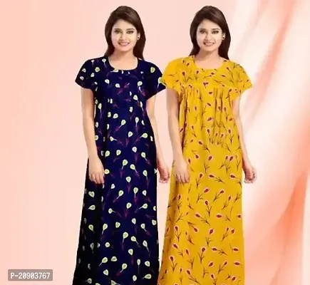 Buy Stylish Fancy Cotton Blend Nighty For Women Pack Of 2 Online In India  At Discounted Prices