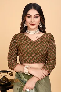 Stylish Olive Georgette Saree With Blouse Piece For Women-thumb2