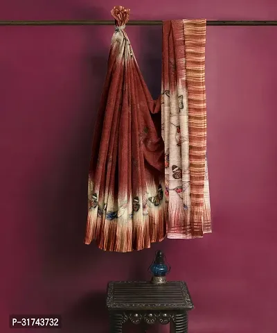 Stylish Maroon Chanderi Silk Saree With Blouse Piece For Women