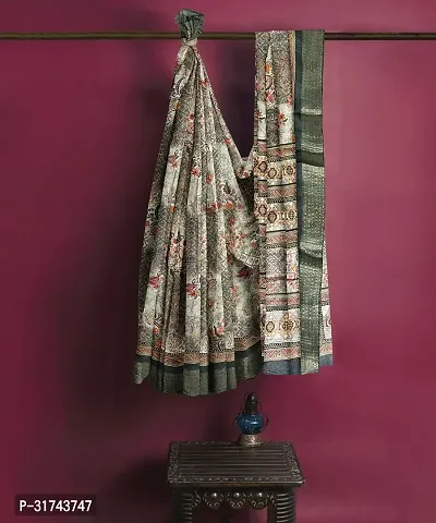 Stylish Grey Tussar Silk Saree With Blouse Piece For Women