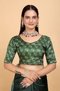 Stylish Green Silk Blend Saree With Blouse Piece For Women-thumb2