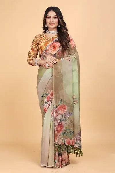 Glamorous Georgette Saree with Blouse piece 