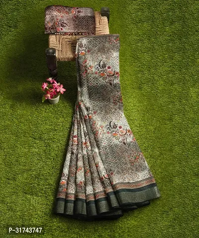 Stylish Grey Tussar Silk Saree With Blouse Piece For Women-thumb3