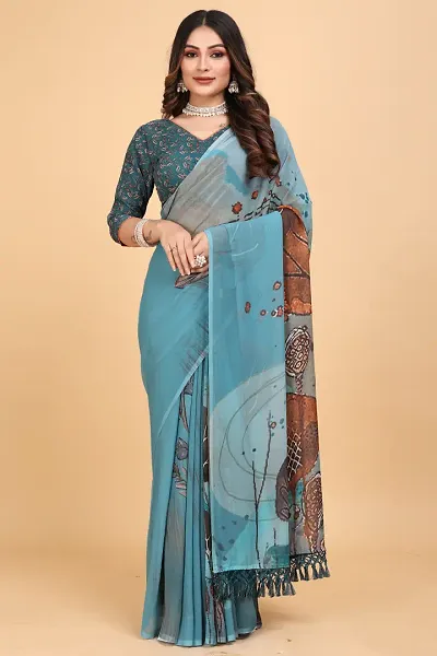 Attractive Georgette Saree with Blouse piece 