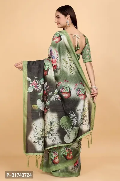 Stylish Multicoloured Silk Blend Saree With Blouse Piece For Women-thumb2