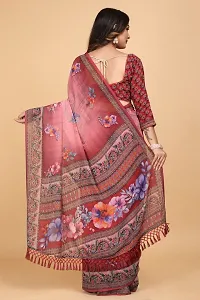 Stylish Pink Georgette Saree With Blouse Piece For Women-thumb1