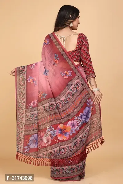 Stylish Pink Georgette Saree With Blouse Piece For Women-thumb2