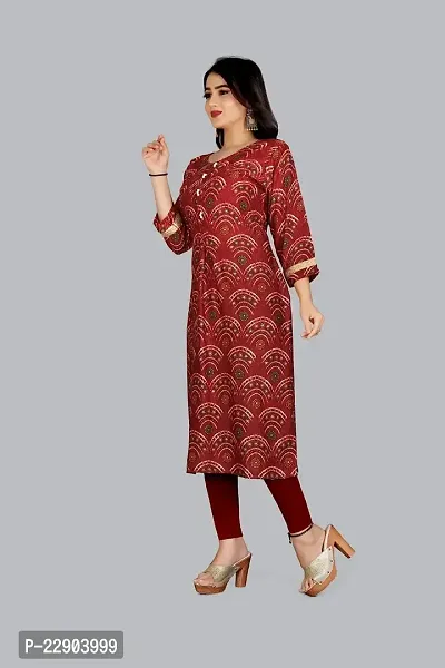 Delany Women's Printed Rayon Round Neck 3/4 Sleeve Latest Short Kurti (HNBG_445660)-thumb3