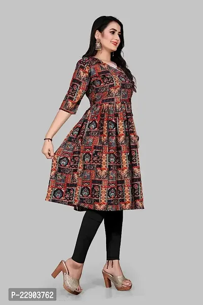 Delany Women's Printed Rayon V-Neck 3/4 Sleeve Latest Short Kurti (HNBG_445673)-thumb2