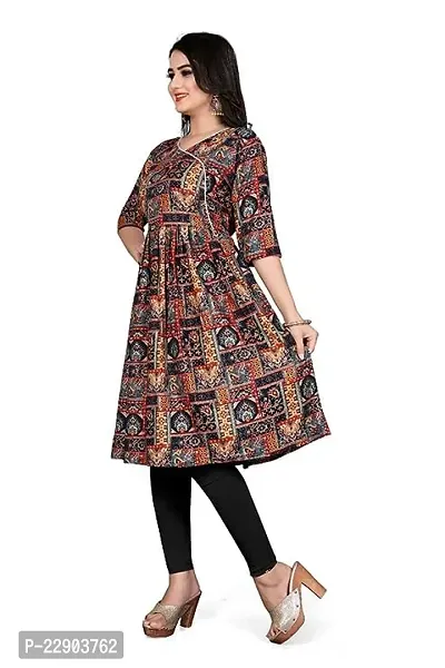 Delany Women's Printed Rayon V-Neck 3/4 Sleeve Latest Short Kurti (HNBG_445673)-thumb5