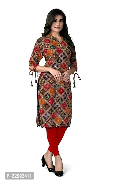 Delany Women's Printed Rayon V-Neck 3/4 Sleeve Latest Short Kurti (HNBG_445746)-thumb3