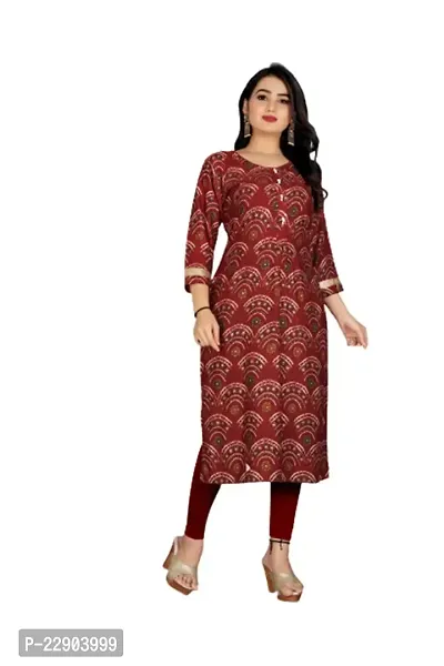 Delany Women's Printed Rayon Round Neck 3/4 Sleeve Latest Short Kurti (HNBG_445660)-thumb0