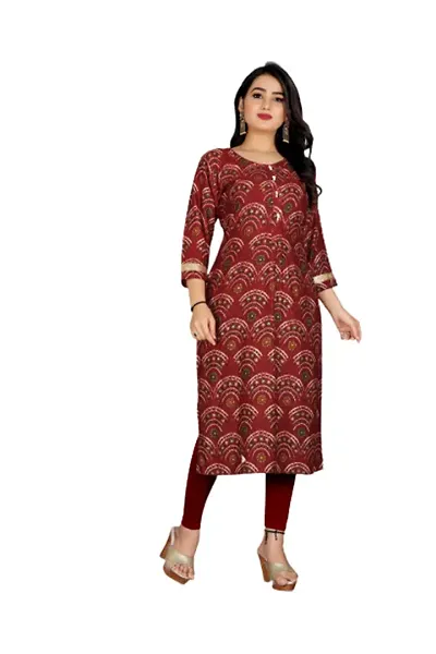 Delany Women's Rayon Round Neck 3/4 Sleeve Latest Short Kurti (HNBG_445660)