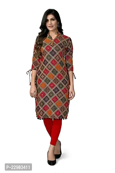 Delany Women's Printed Rayon V-Neck 3/4 Sleeve Latest Short Kurti (HNBG_445746)-thumb0