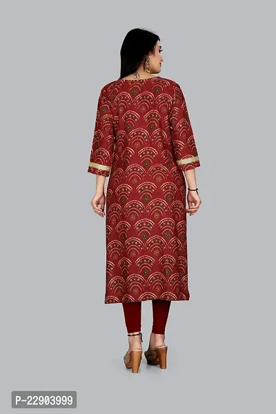 Delany Women's Printed Rayon Round Neck 3/4 Sleeve Latest Short Kurti (HNBG_445660)-thumb2