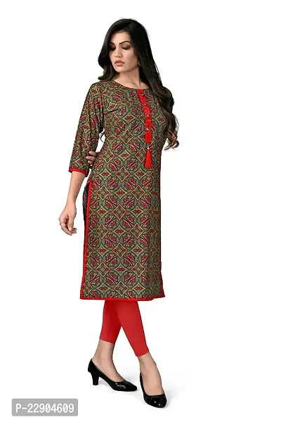 Delany Women's Printed Rayon Round Neck 3/4 Sleeve Latest Short Kurti (HNBG_445733)