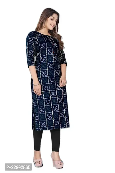 Delany Women's Printed Cotton Round Neck 3/4 Sleeve Latest Short Kurti (HNBG_445596)-thumb3