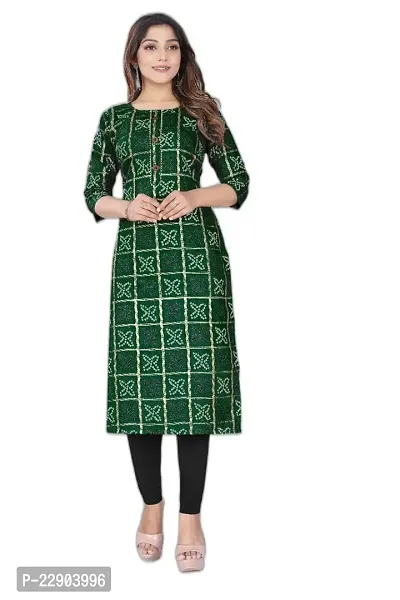 Delany Women's Printed Cotton Round Neck 3/4 Sleeve Latest Short Kurti (HNBG_445596)