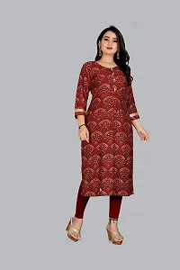 Delany Women's Printed Rayon Round Neck 3/4 Sleeve Latest Short Kurti (HNBG_445660)-thumb4