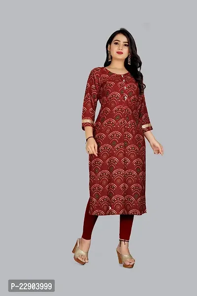 Delany Women's Printed Rayon Round Neck 3/4 Sleeve Latest Short Kurti (HNBG_445660)-thumb5