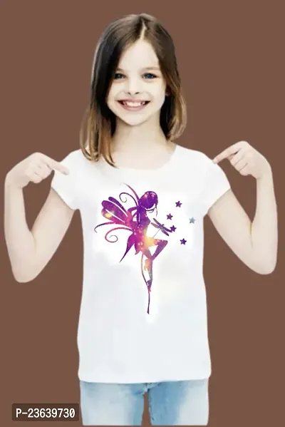 Stylish  Cotton Blend Printed Tee For Girls