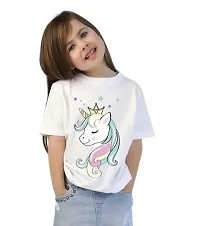 Stylish  Cotton Blend Printed Tee For Girls-thumb1