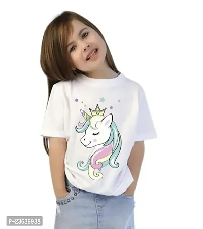 Stylish  Cotton Blend Printed Tee For Girls-thumb2