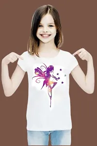 Stylish  Cotton Blend Printed Tee For Girls-thumb1