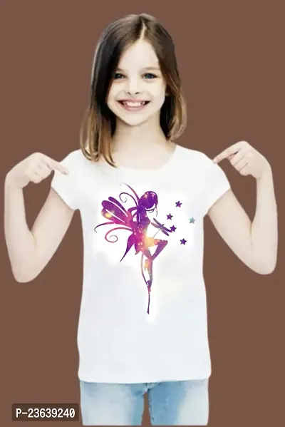 Stylish  Cotton Blend Printed Tee For Girls-thumb3