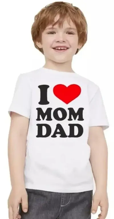 i Love Mom Dad Boys Girls Tshirt Cotten Blend Tshirts