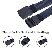 ESSTAIN Men's Nylon woven fabric Belt, Hole free plastic flap buckle(Pack of 2) (Black  Blue)-thumb2