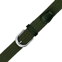 ESSTAIN Stretchable Braided Cotton Belt for Women and Men (Pack of 1) (Green)-thumb2