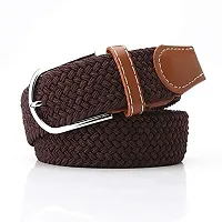 ESSTAIN Stretchable Braided Cotton Belt for Women and Men (Pack of 1) (Brown)-thumb1