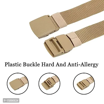 ESSTAIN Men's Nylon woven fabric Belt, Hole free plastic flap buckle(Pack of 2) (Gold  Gray)-thumb4