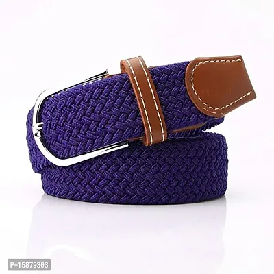 ESSTAIN Stretchable Braided Cotton Belt for Women and Men (Pack of 1) (Indigo Blue)-thumb2