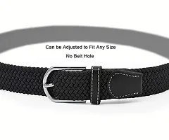 ESSTAIN Stretchable Braided Cotton Belt for Women and Men (Pack of 1) (Black)-thumb4