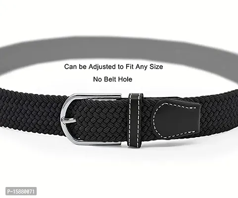 ESSTAIN Stretchable Braided Cotton Belt for Women and Men (Pack of 1) (Black)-thumb5