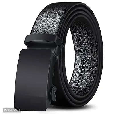 ESSTAIN Men's PU Leather Black Autolock Grip Belt (Black02)-thumb0