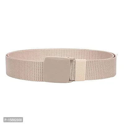 ESSTAIN Men's Nylon woven fabric Belt, Hole free plastic flap buckle (Cream)-thumb3