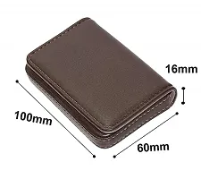 ESSTAIN Pocket Sized Stitched PU Leather Credit Debit Business Card Holder Case Wallet for Men  Women (100 X 60 X 16mm-Brown) (Brown)-thumb4